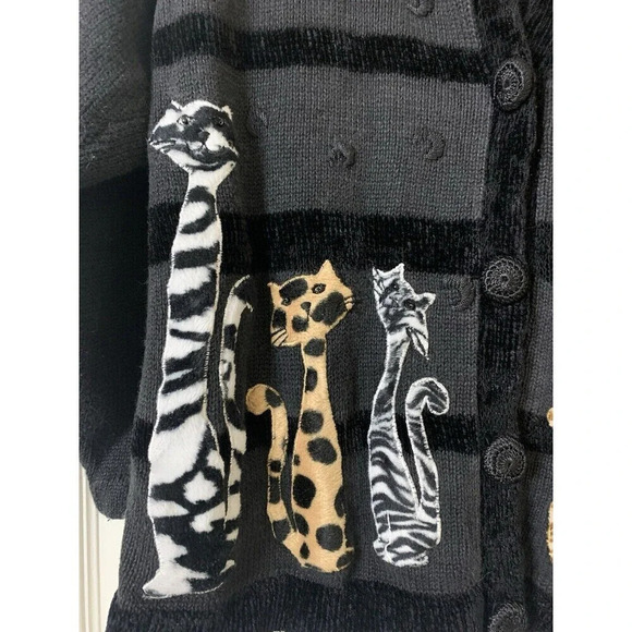 Vintage Victoria Harbour Cat Themed Cardigan Sweater Size S (Q4) - Picture 2 of 6